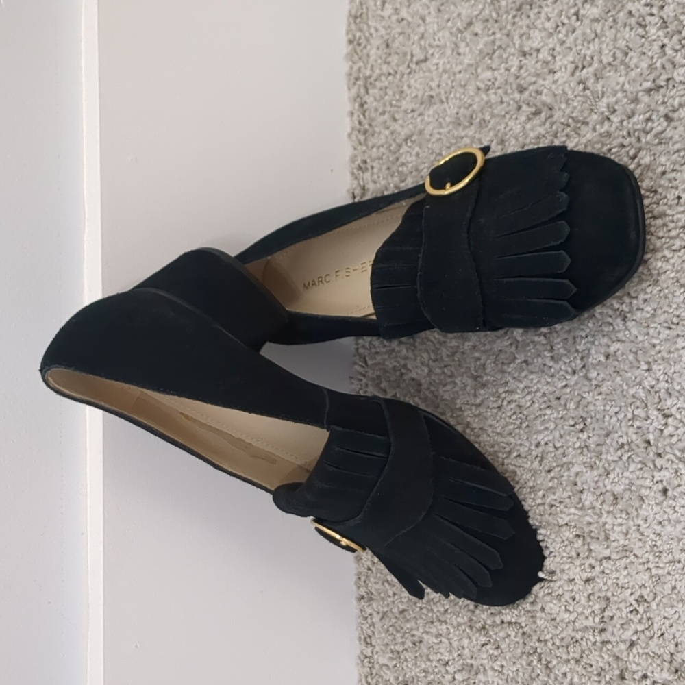 MARC FISHER Suede Heeled Loafers